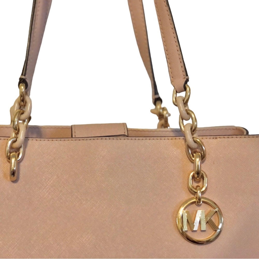 Michael Kors Charlotte Tote in Blush Pink Gold Chain W Pink Chain Links - Picture 6 of 16